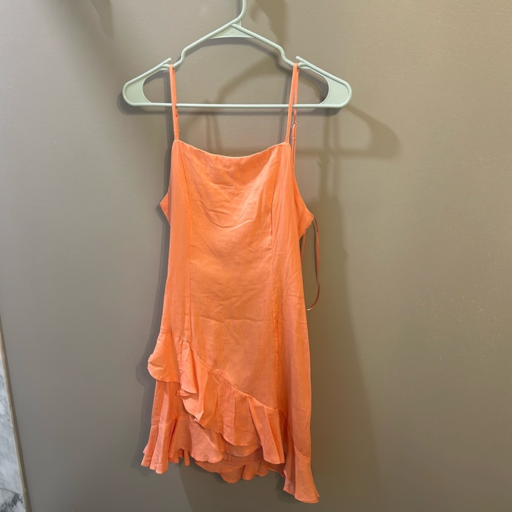 Wyonnah Back Tie Ruffle Mini Dress - Medium NWT Coral